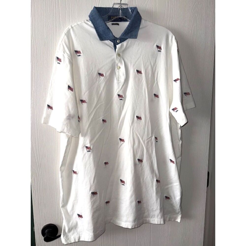 Polo Ralph Lauren Men's USA Flag Logo Soft Knit Lightweight Polo Shirt